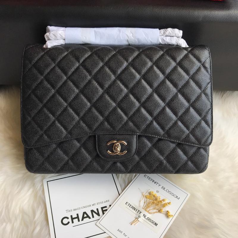 Chanel 2.55 Classic A58601 Ball Pattern Silver Buckle Black